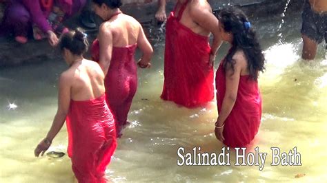 Desi Indian Holy open bath ganga snan